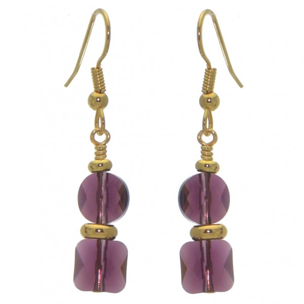 AASHA gold plated amethyst hook earrings