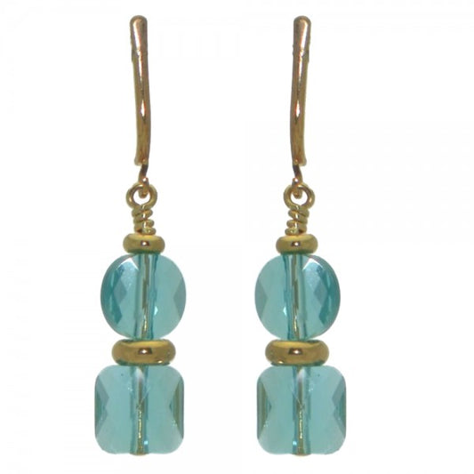 AASHA gold plated light turquoise crystal clip on earrings