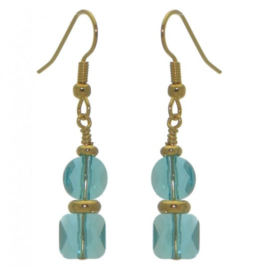AASHA gold plated light turquoise crystal hook earrings