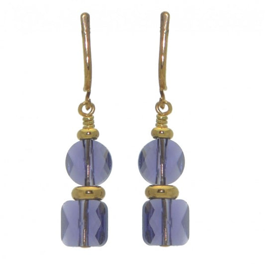 AASHA gold plated tanzanite crystal clip on earrings