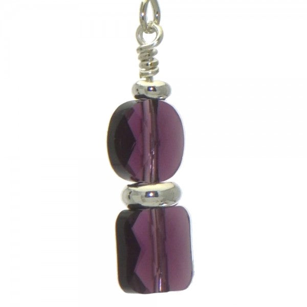 AASHA silver plated amethyst crystal hook earrings