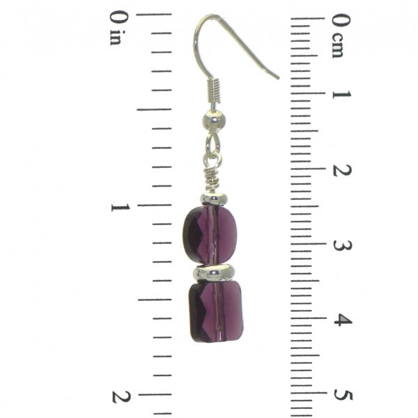AASHA silver plated amethyst crystal hook earrings