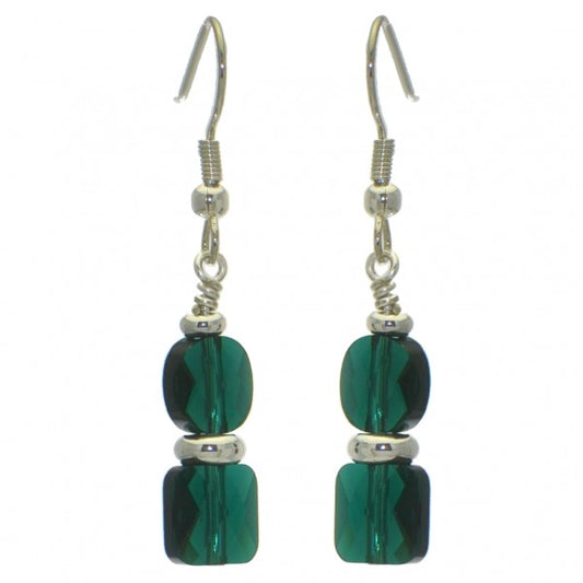AASHA silver plated emerald crystal hook earrings