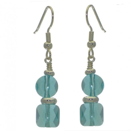 AASHA silver plated light turquoise crystal hook earrings
