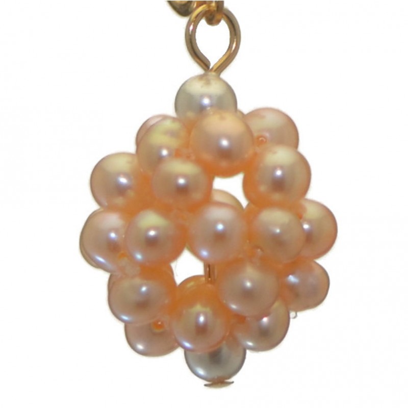 ACACIA gold plated peach cultured pearl cluster clip on earrings