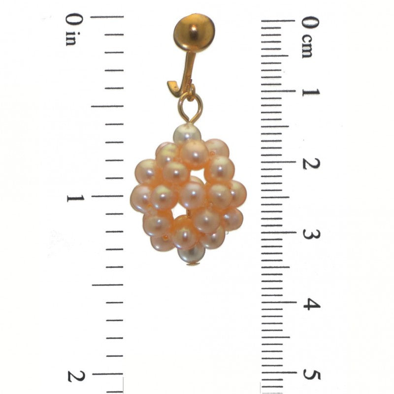 ACACIA gold plated peach cultured pearl cluster clip on earrings