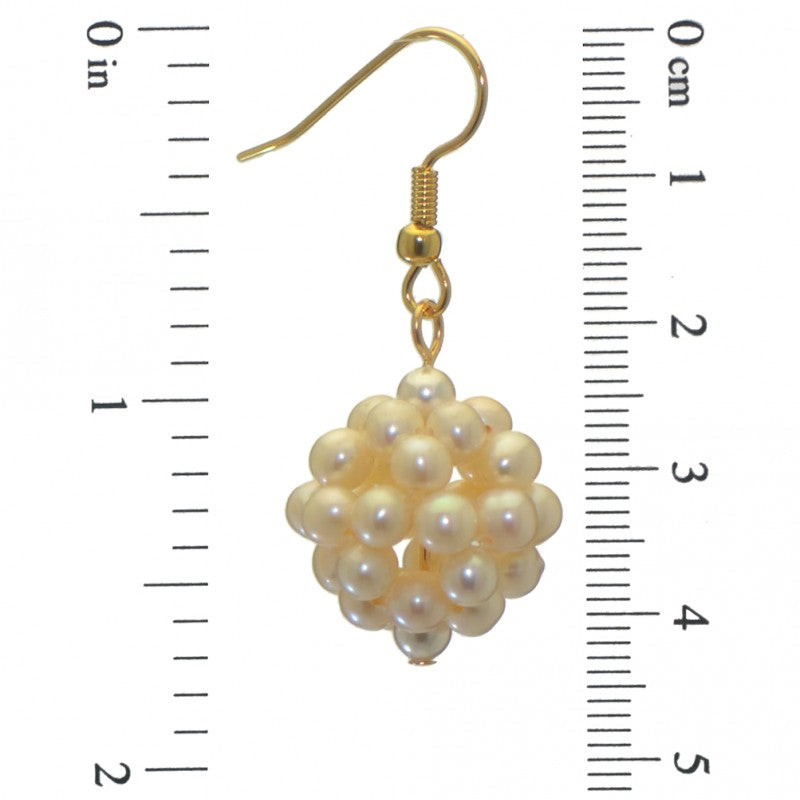 ACACIA gold plated white cultured pearl cluster hook earrings