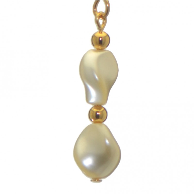 ACCALIA gold plated cream Swarovski elements wave pearl hook earrings