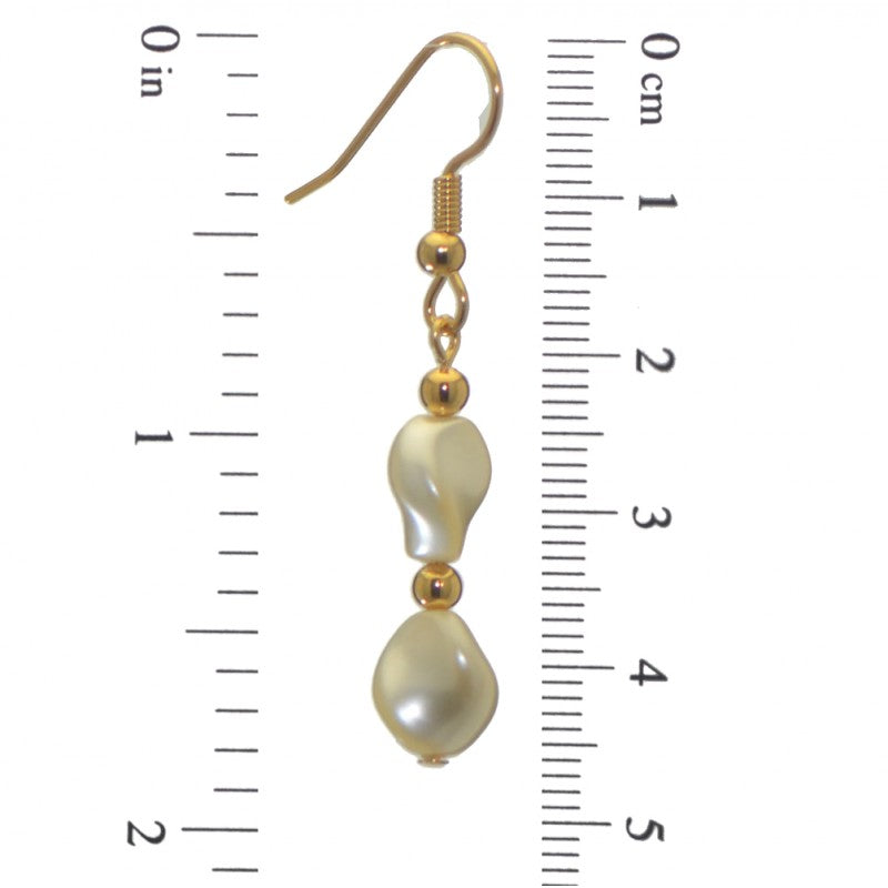 ACCALIA gold plated cream Swarovski elements wave pearl hook earrings