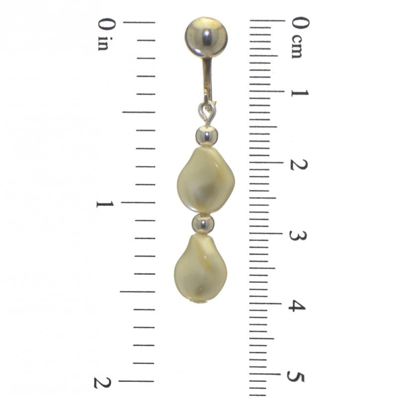 ACCALIA silver plated cream Swarovski elements curved pearl clip on earrings