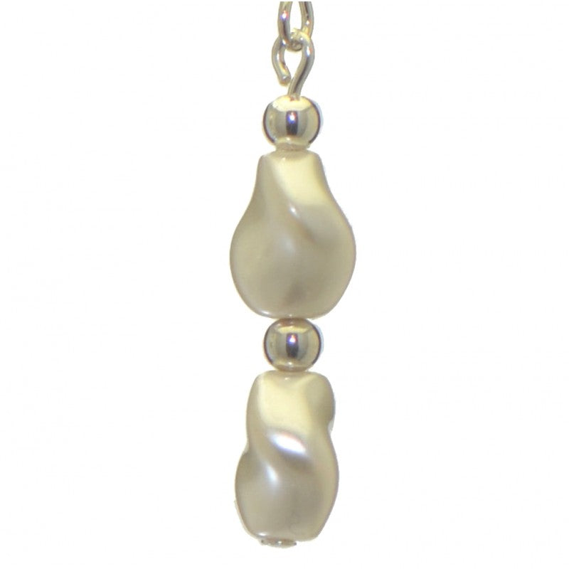 ACCALIA silver plated white Swarovski elements curved pearl hook earrings