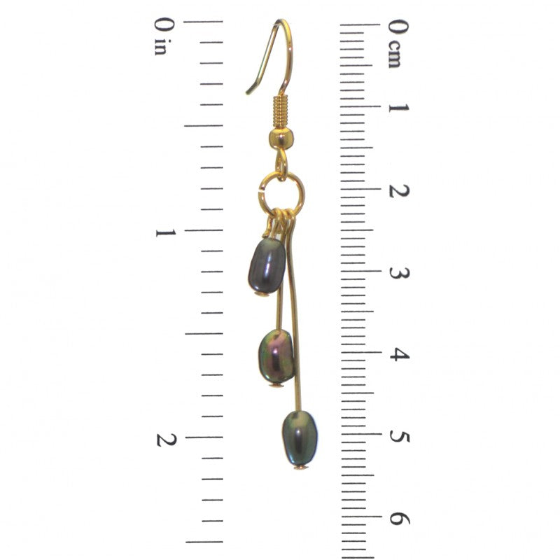ADDIE DROPS gold plated triple black multi coloured hook earrings