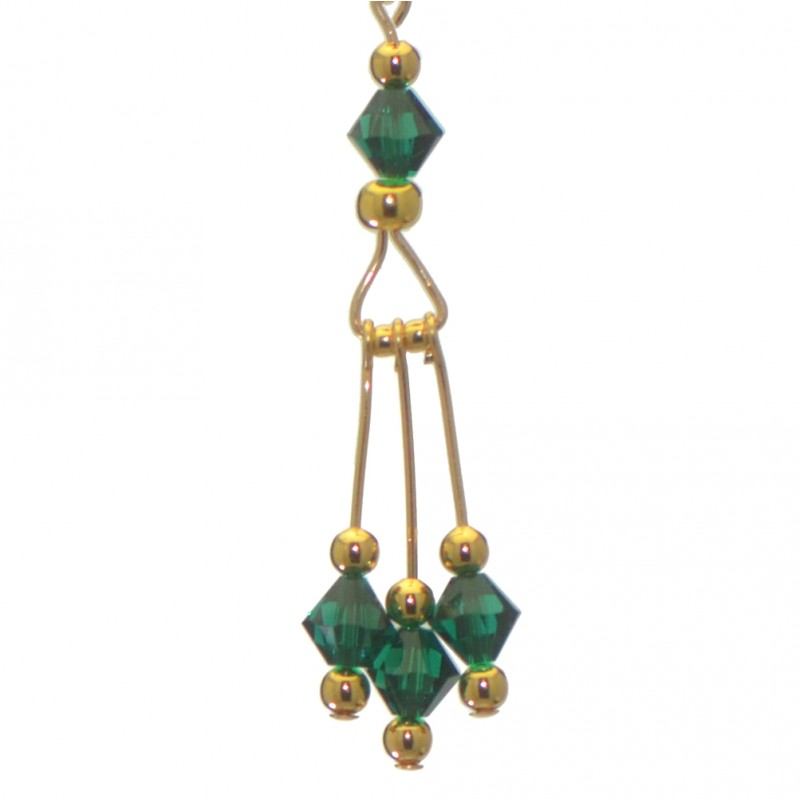 ADELHEID gold plated swarovski elements emerald green crystal drop clip on earrings