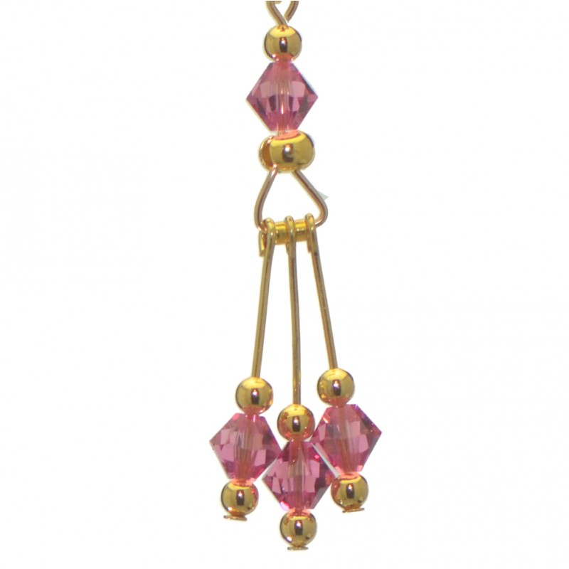 ADELHEID gold plated swarovski elements rose pink crystal clip on earrings
