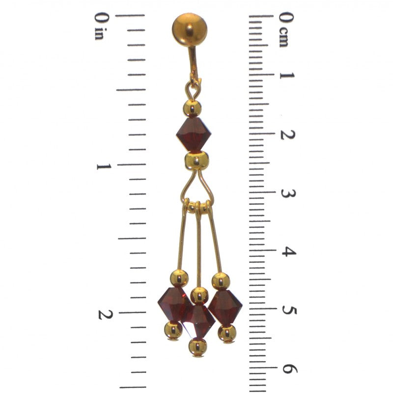 ADELHEID gold plated swarovski elements siam red crystal clip on earrings