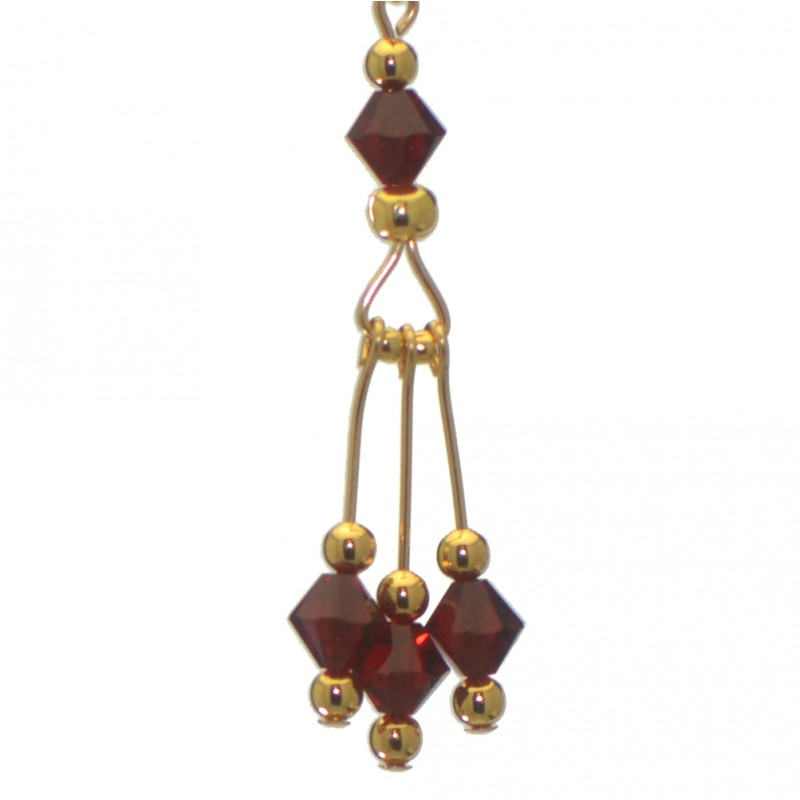 ADELHEID gold plated swarovski elements siam red crystal hook earrings