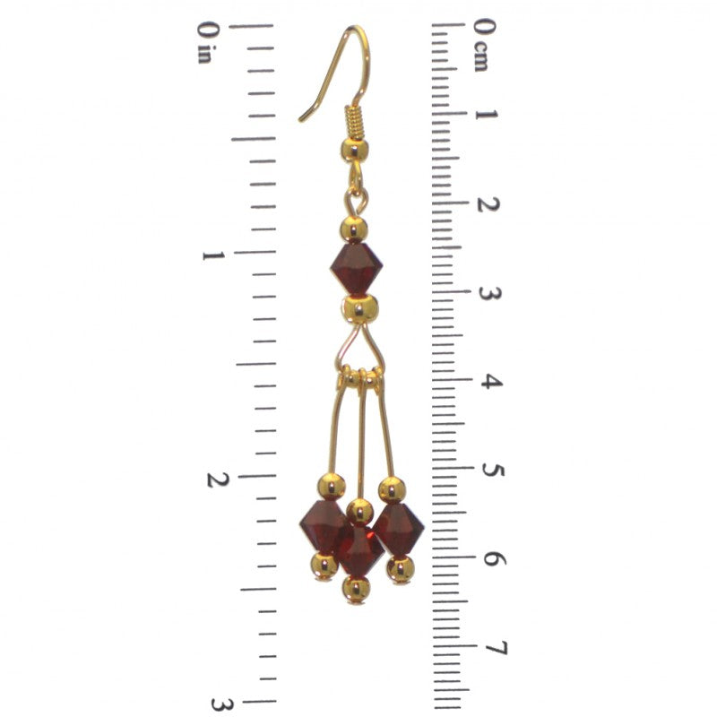 ADELHEID gold plated swarovski elements siam red crystal hook earrings
