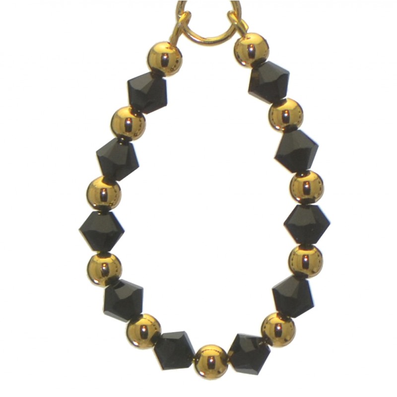 ADEOLA OVAL gold plated jet black crystal hoop clip on earrings