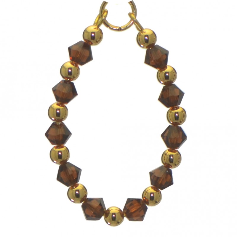 ADEOLA OVAL gold plated smoke topaz crystal hoop clip on earrings