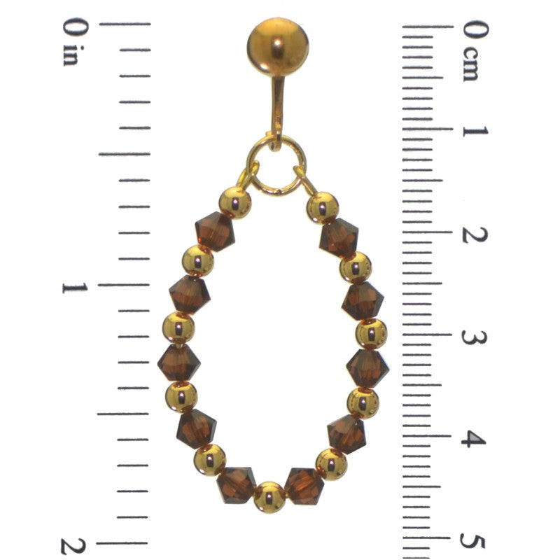 ADEOLA OVAL gold plated smoke topaz crystal hoop clip on earrings