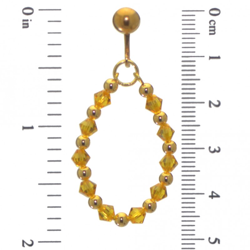 ADEOLA OVAL gold plated sunflower yellow crystal hoop clip on earrings