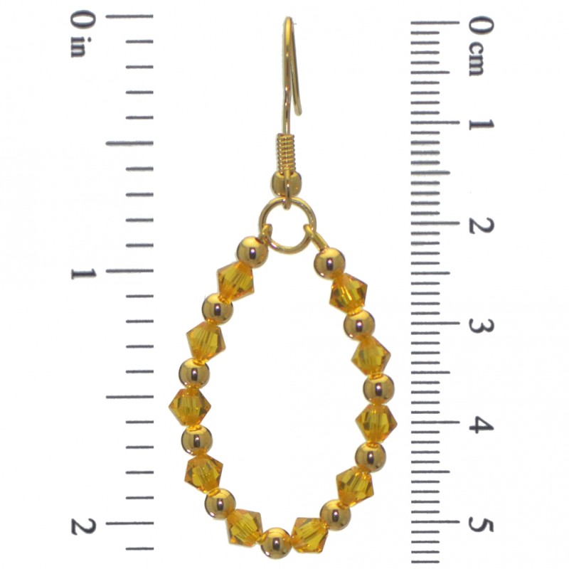 ADEOLA OVAL gold plated sunflower yellow crystal hoop hook earrings