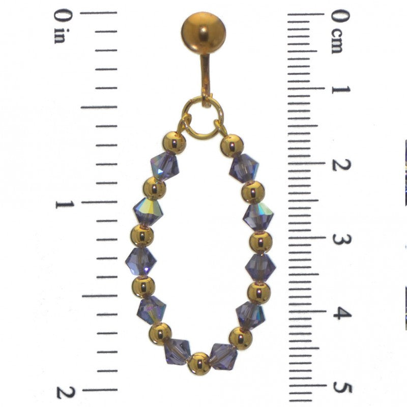 ADEOLA OVAL gold plated tanzanite crystal hoop clip on earrings