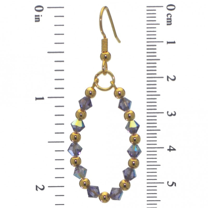 ADEOLA OVAL gold plated tanzanite crystal hoop hook earrings