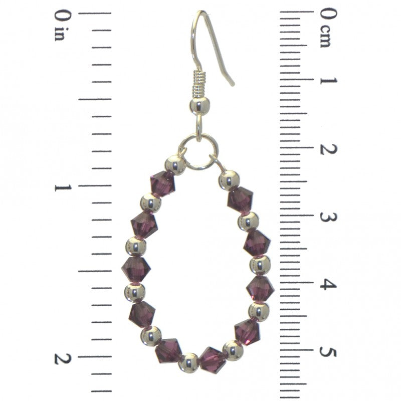 ADEOLA OVAL silver plated amethyst crystal hoop hook earrings