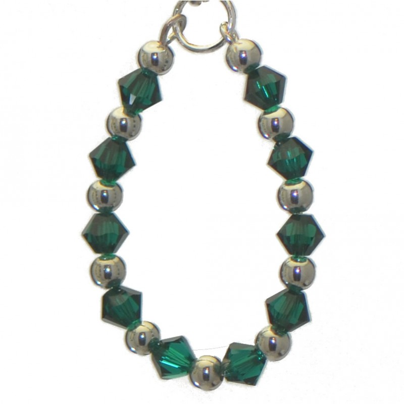 ADEOLA OVAL silver plated emerald green crystal hoop clip on earrings