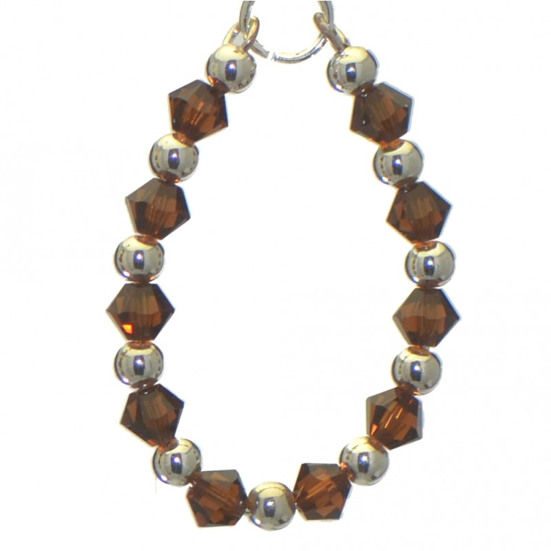 ADEOLA OVAL silver plated smoke topaz crystal hoop clip on earrings