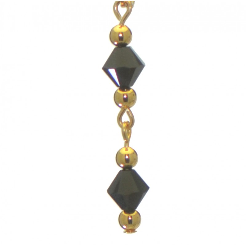 ADONA gold plated swarovski elements jet black crystal drop clip on earrings