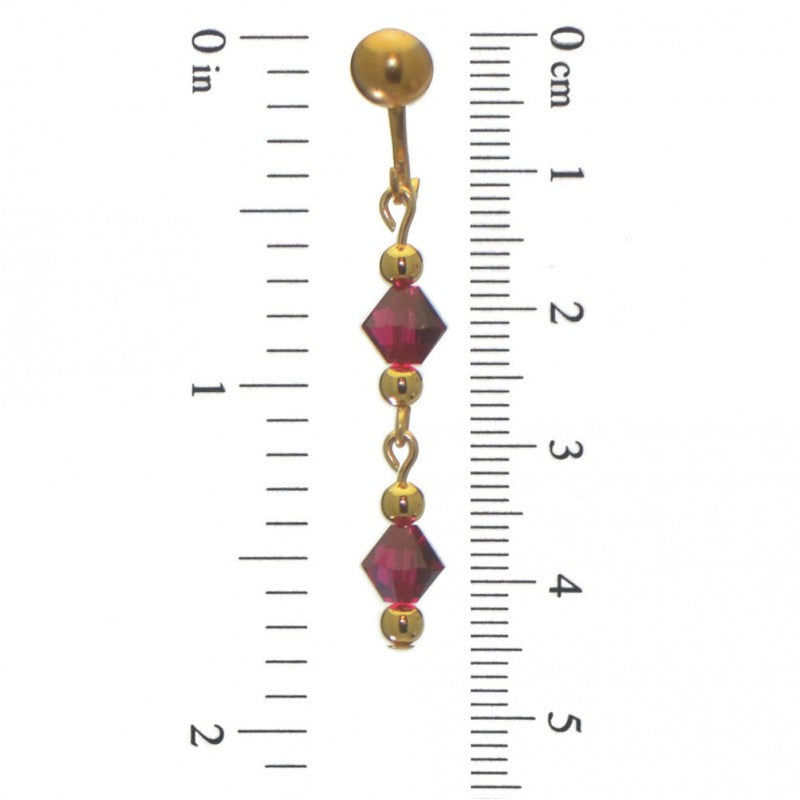 ADONA gold plated swarovski elements ruby red crystal drop clip on earrings