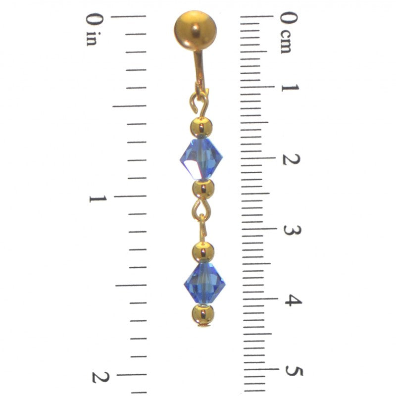ADONA gold plated swarovski elements sapphire blue crystal drop clip on earrings