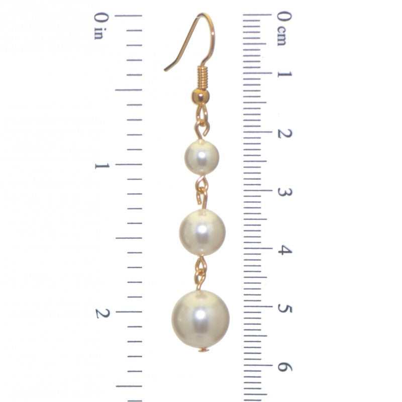 AIBREANN gold plated white faux pearl drop hook earrings