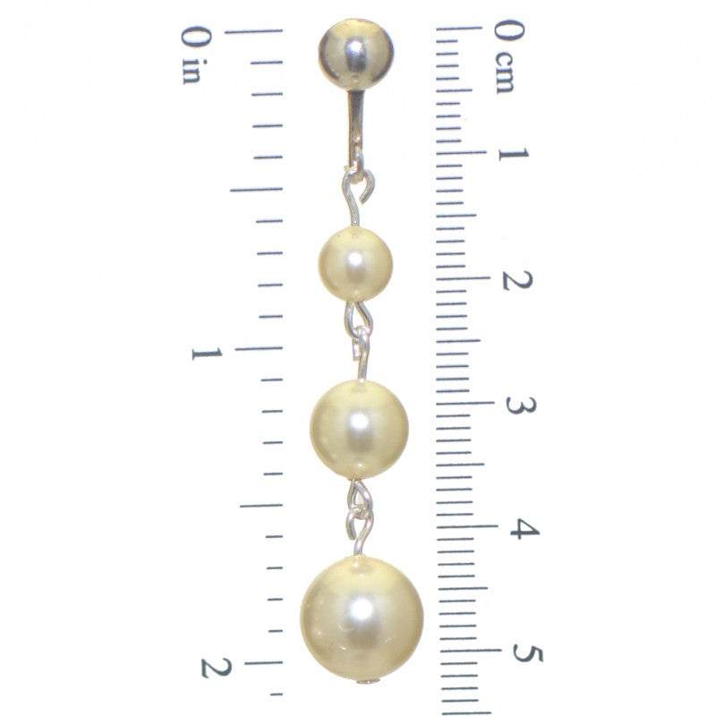 AIBREANN silver plated cream faux pearl drop clip on earrings