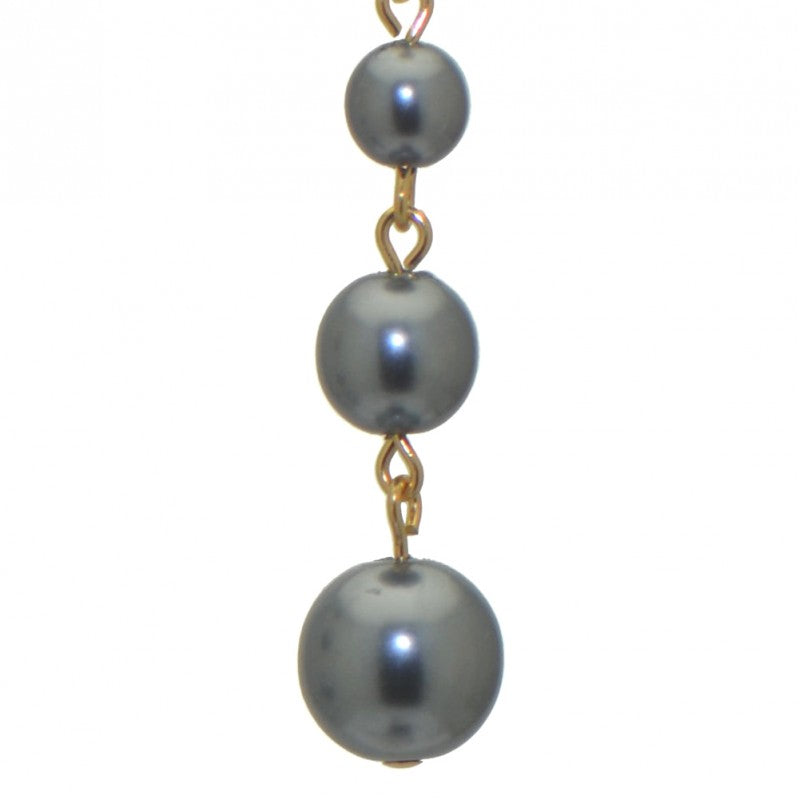 AIBREANNE gold plated grey faux pearl drop clip on earrings