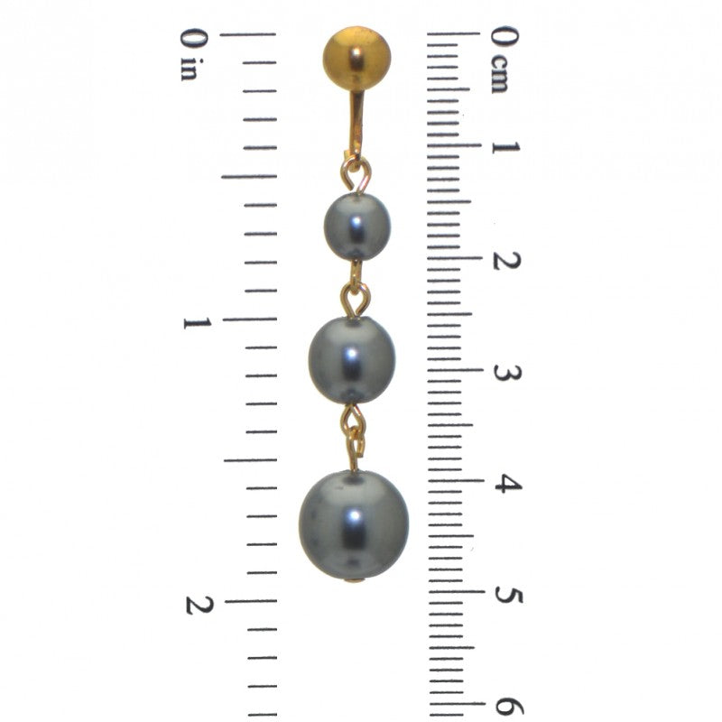 AIBREANNE gold plated grey faux pearl drop clip on earrings