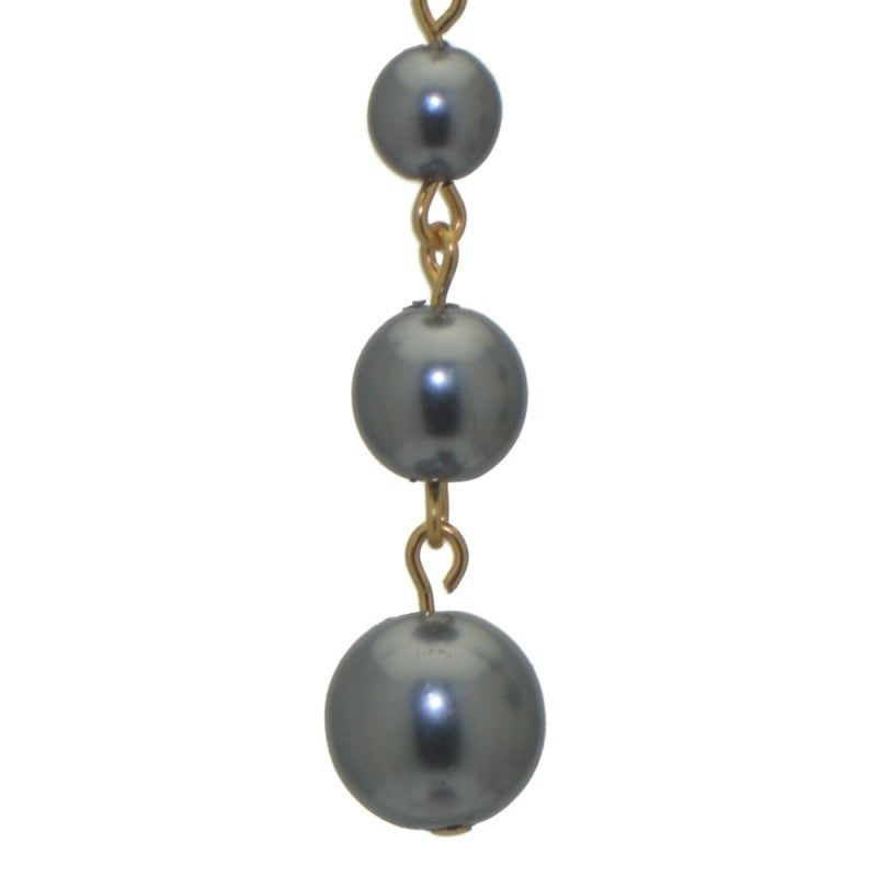 AIBREANNE gold plated grey faux pearl drop hook earrings