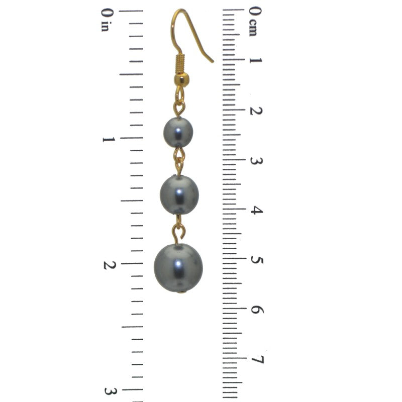 AIBREANNE gold plated grey faux pearl drop hook earrings