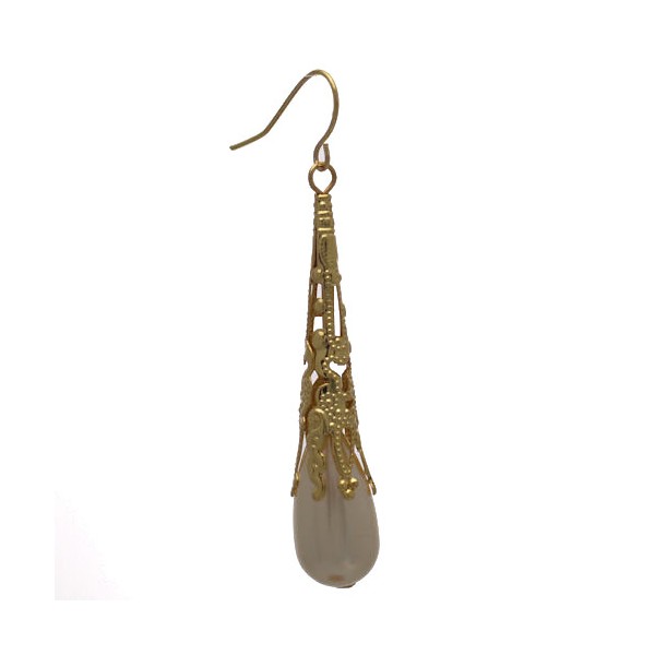 Ailbe Gold tone Cream faux Pearl Hook Earrings