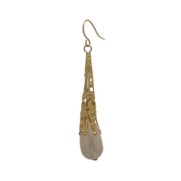 Ailbe Gold tone Cream faux Pearl Hook Earrings