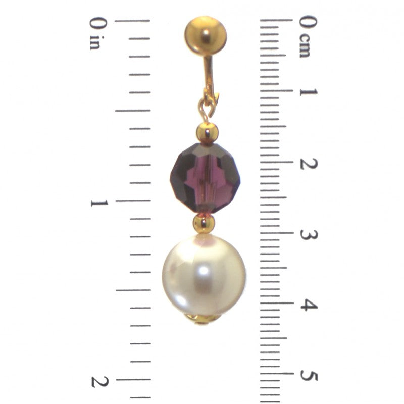 ALEXIA gold plated amethyst white faux pearl clip on earrings