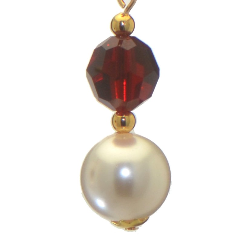 ALEXIA gold plated siam red white faux pearl clip on earrings