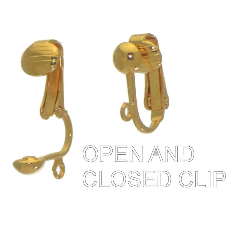 ALEXIA gold plated siam red white faux pearl clip on earrings