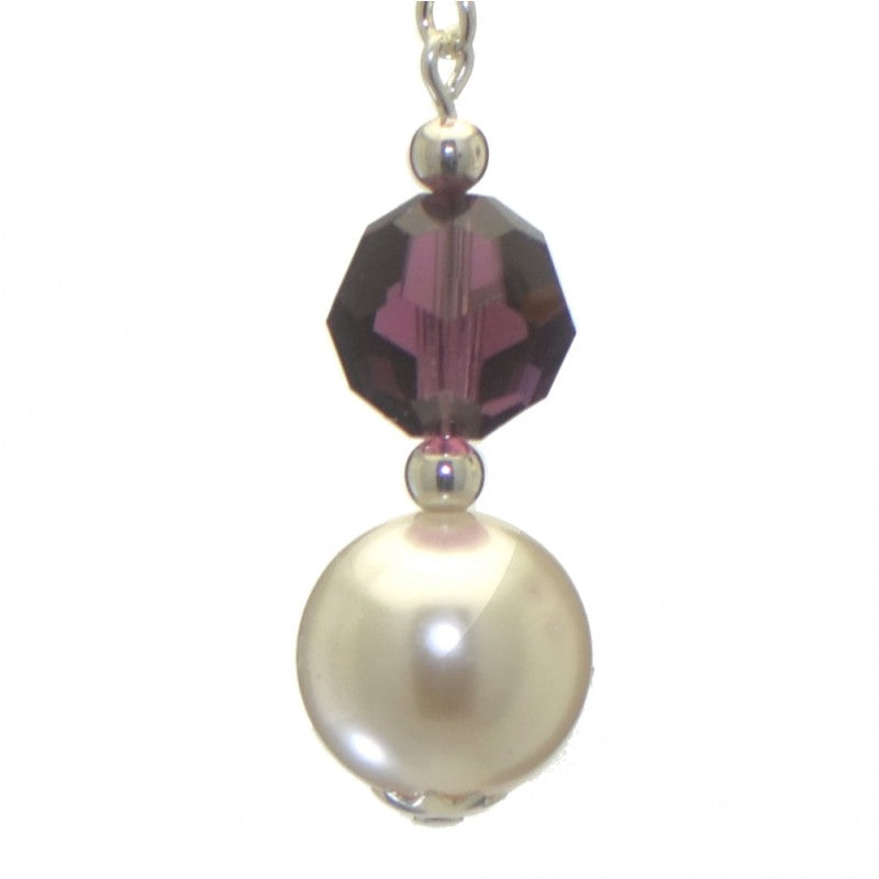 ALEXIA silver plated amethyst white faux pearl hook earrings