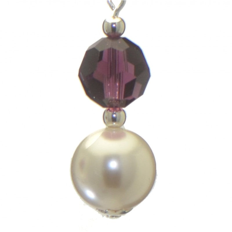 ALEXIA silver plated siam red white faux pearl clip on earrings