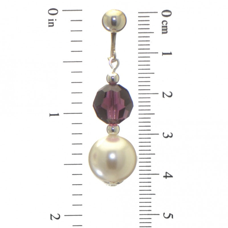 ALEXIA silver plated siam red white faux pearl clip on earrings