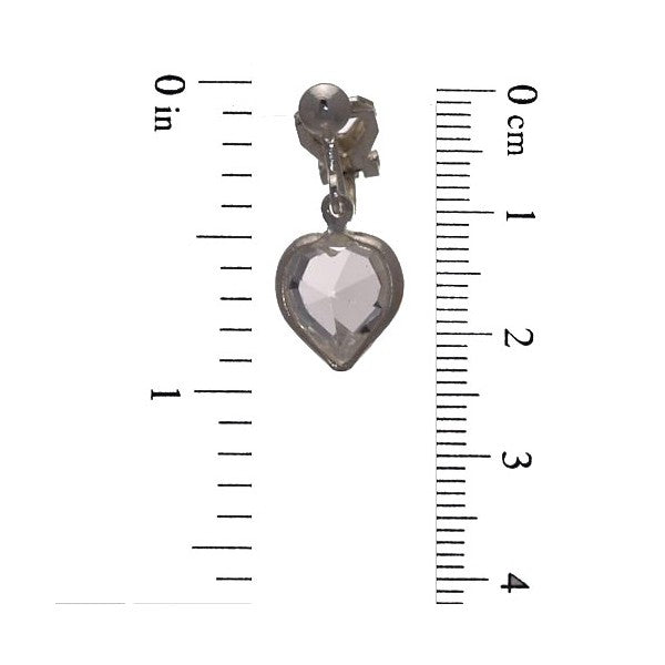 AMARA Clear Crystal Heart Silver Plated Clip On Earrings