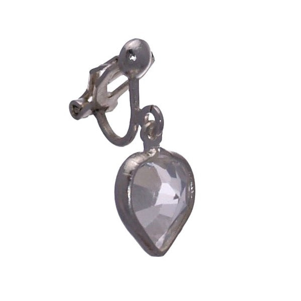 AMARA Clear Crystal Heart Silver Plated Clip On Earrings